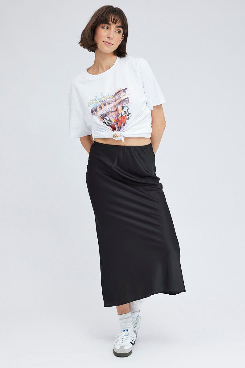Black Slip Skirt Maxi Satin for Ally Fashion