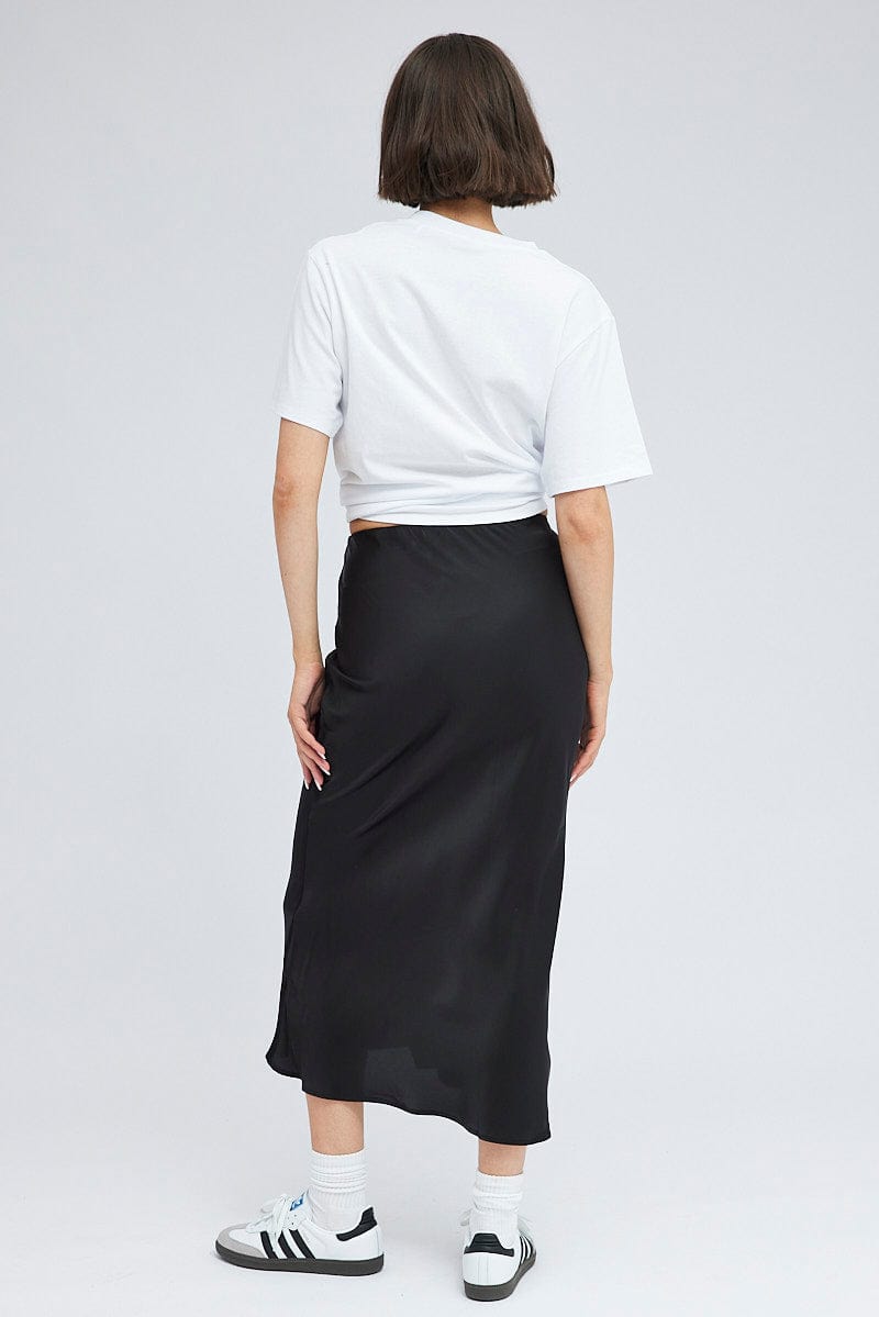 Black Slip Skirt Maxi Satin for Ally Fashion
