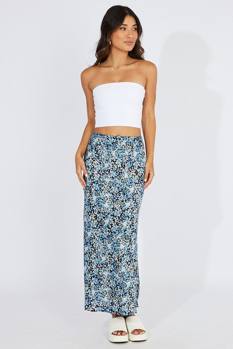 Blue Ditsy Slip Skirt Maxi for Ally Fashion