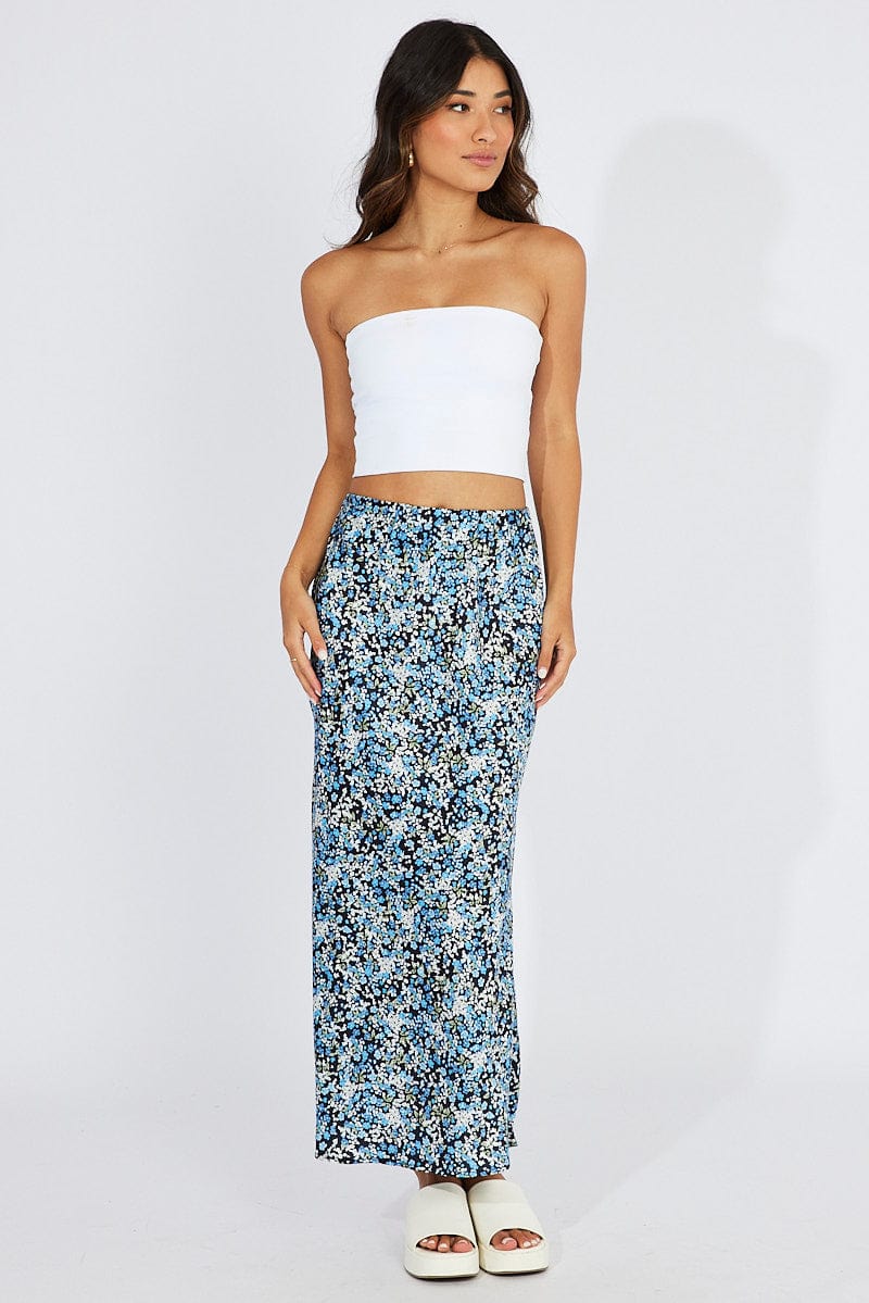 Blue Ditsy Slip Skirt Maxi | Ally Fashion