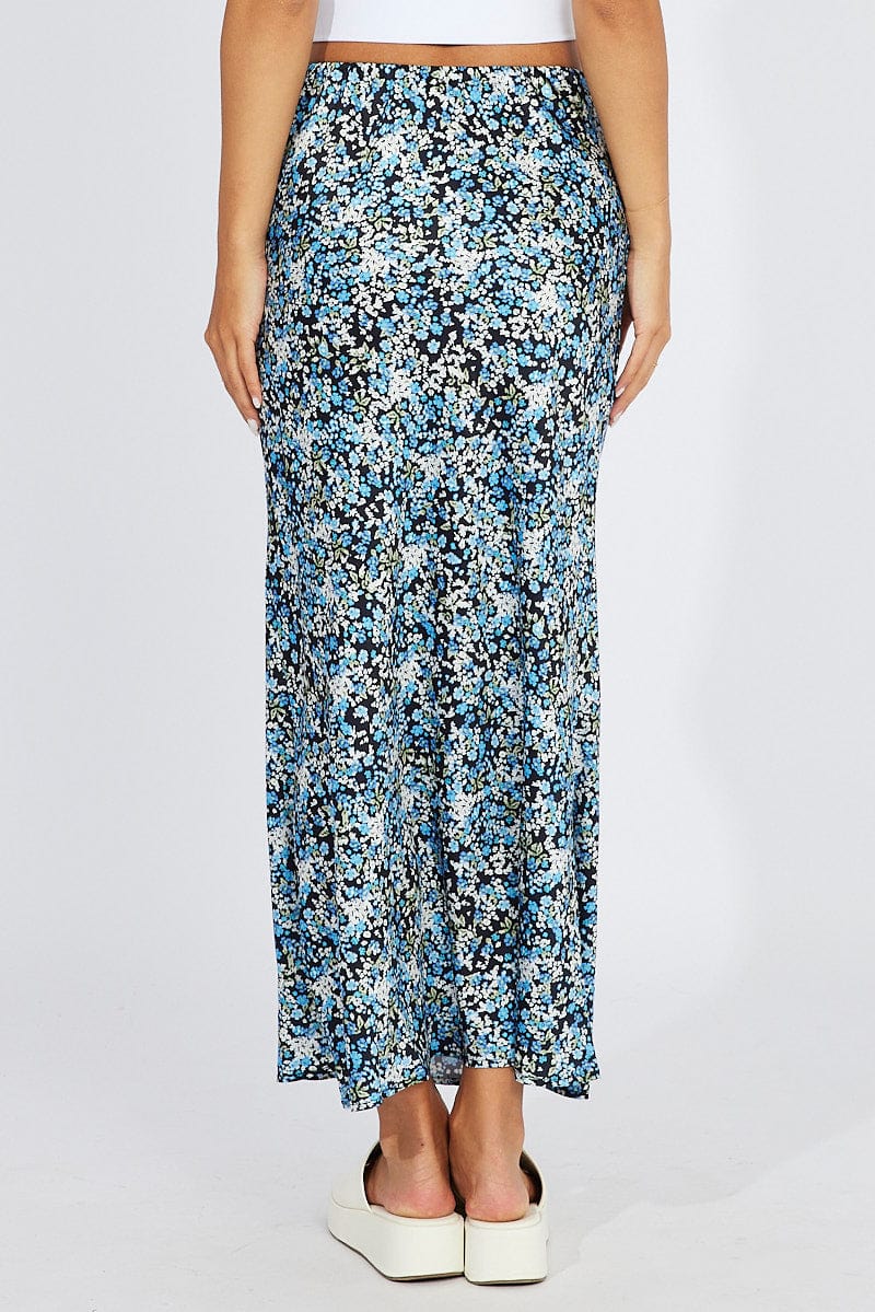 Blue Ditsy Slip Skirt Maxi for Ally Fashion