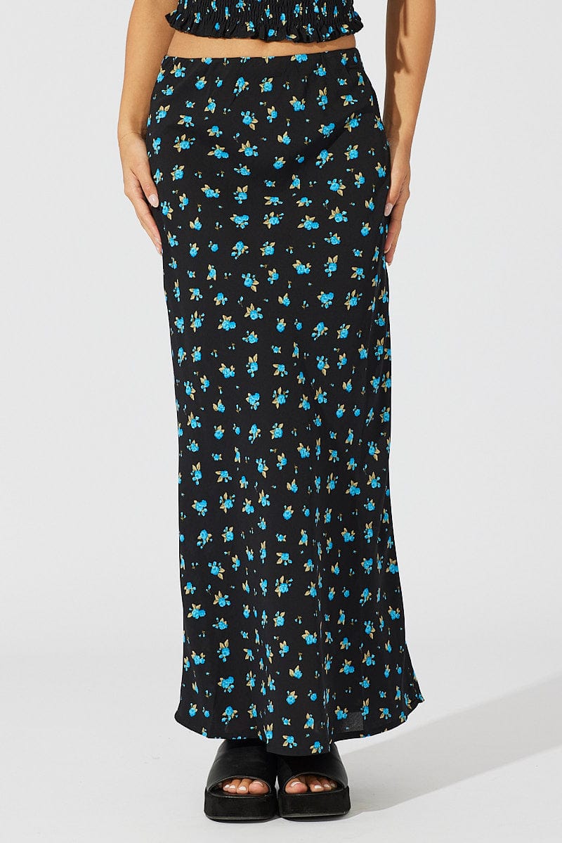 Blue Floral Slip Skirt Maxi for Ally Fashion