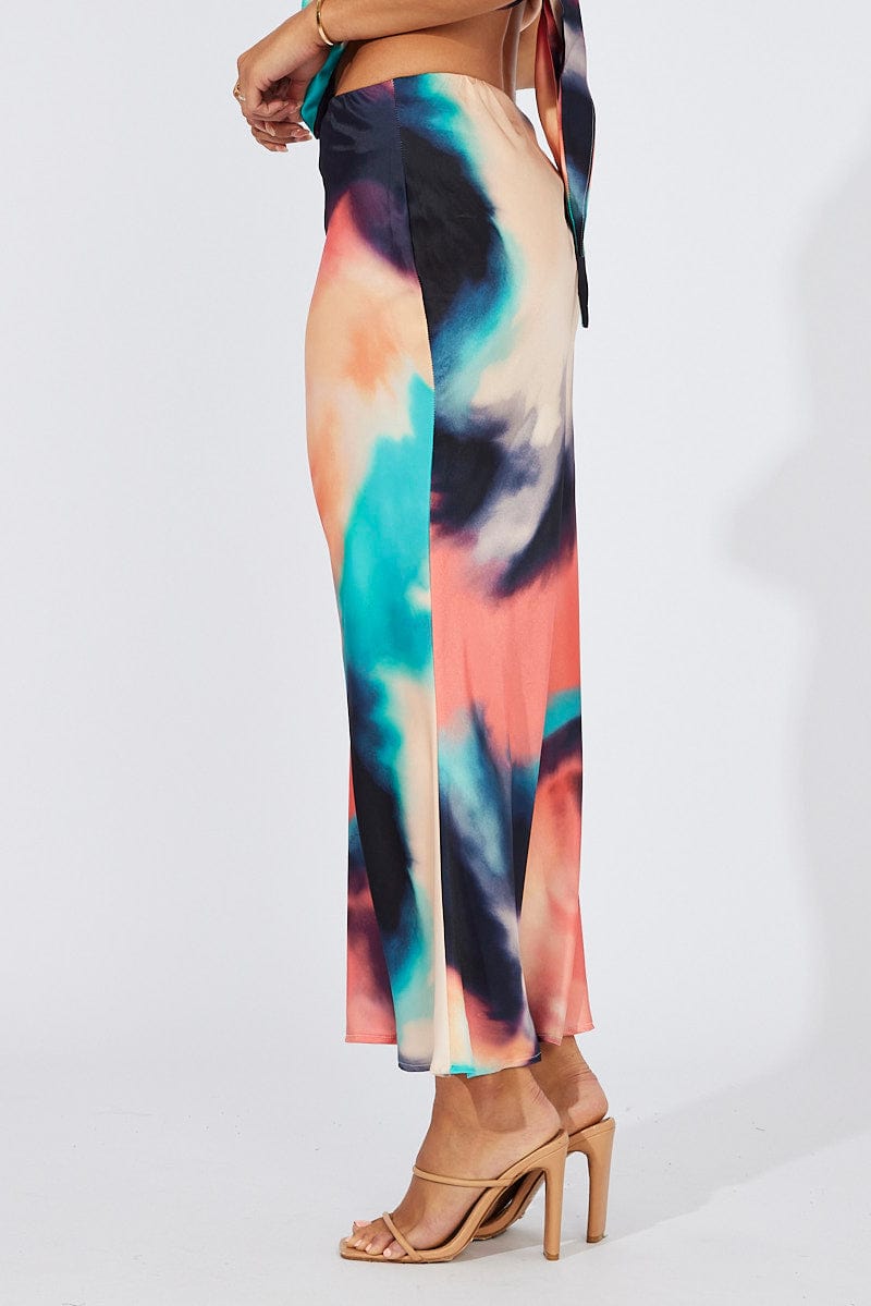 Multi Abstract Slip Skirt Maxi for Ally Fashion