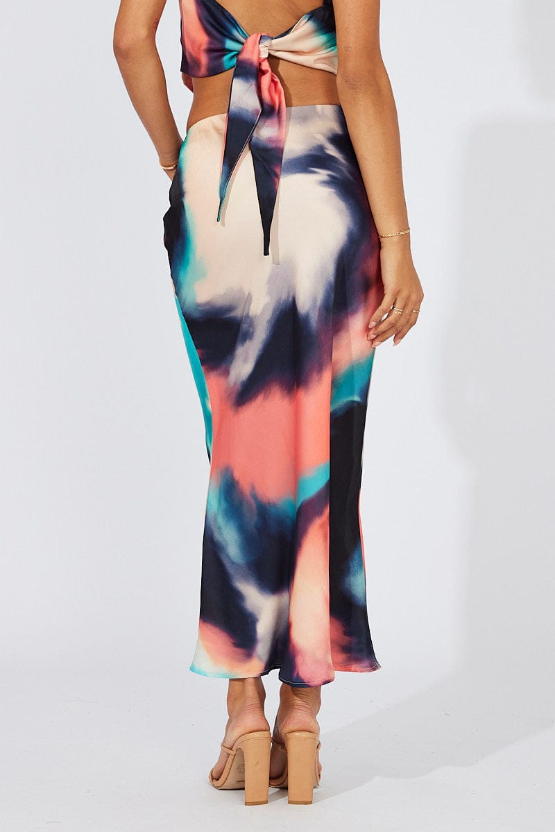 Multi Abstract Slip Skirt Maxi for Ally Fashion