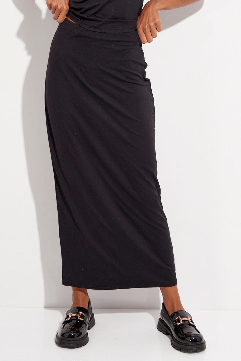 Black Supersoft Slim Fit Maxi Skirt | Ally Fashion