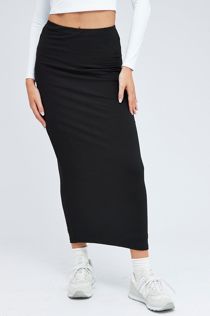 Black Supersoft Slim Fit Maxi Skirt for Ally Fashion