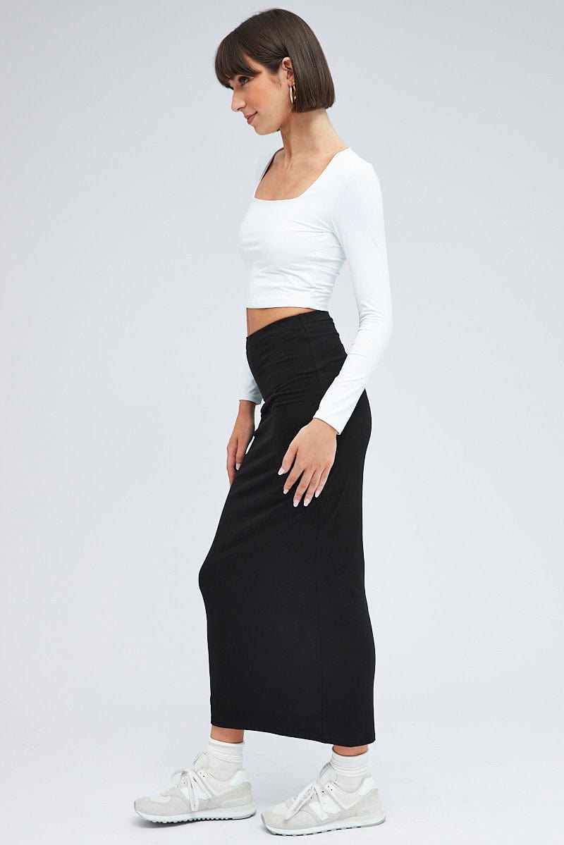 Black Supersoft Slim Fit Maxi Skirt for Ally Fashion