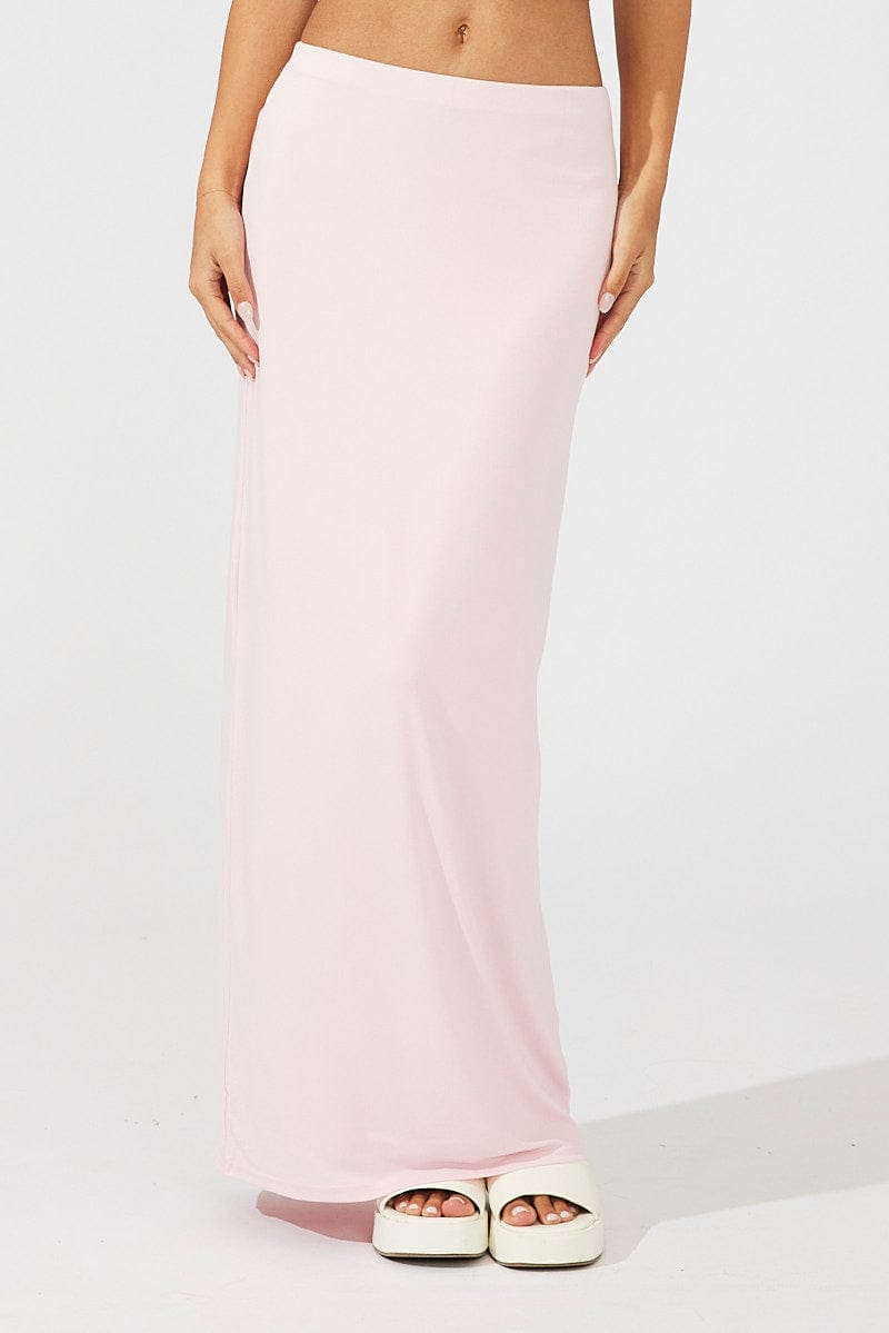 Pink Supersoft Slim Fit Maxi Skirt for Ally Fashion