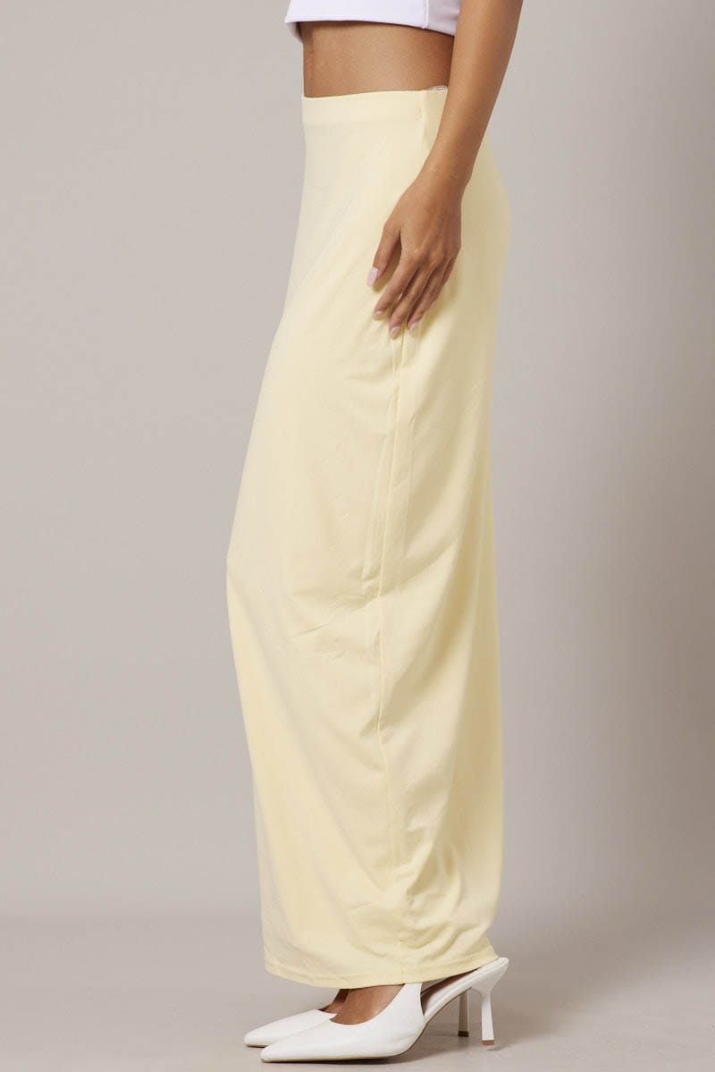 Yellow Supersoft Slim Fit Maxi Skirt for Ally Fashion