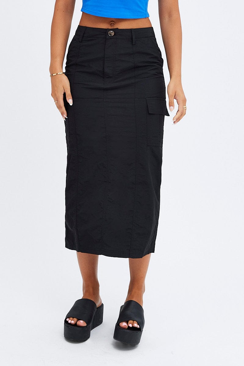 Black Cargo Skirt High Rise for Ally Fashion