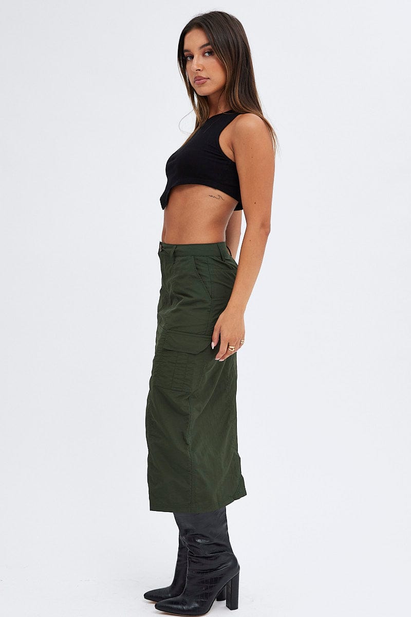 Green Cargo Skirt High Rise for Ally Fashion