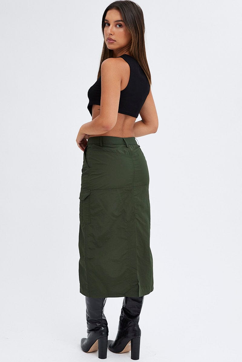 Green Cargo Skirt High Rise for Ally Fashion