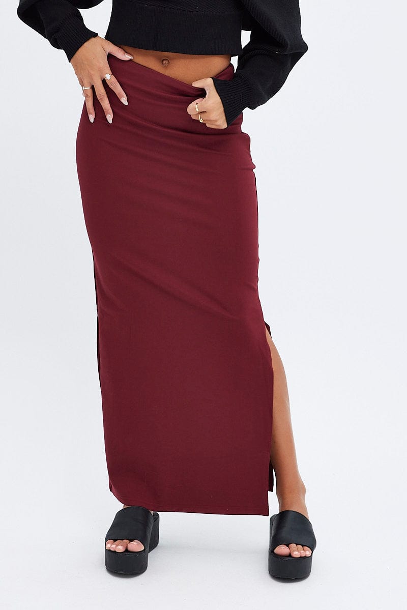 Purple Maxi Skirt Low Rise Ponte for Ally Fashion