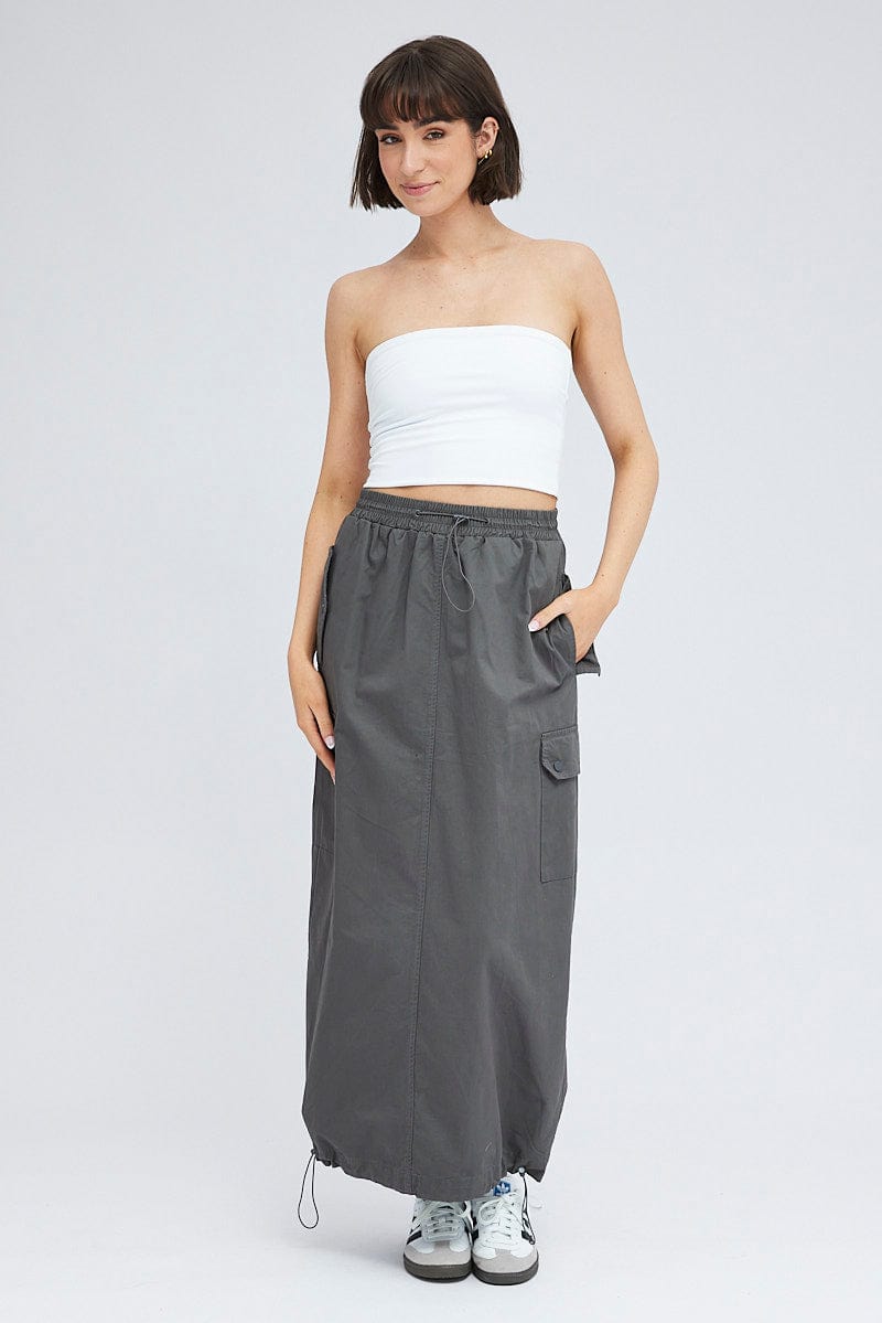 Grey Parachute Skirt Maxi for Ally Fashion