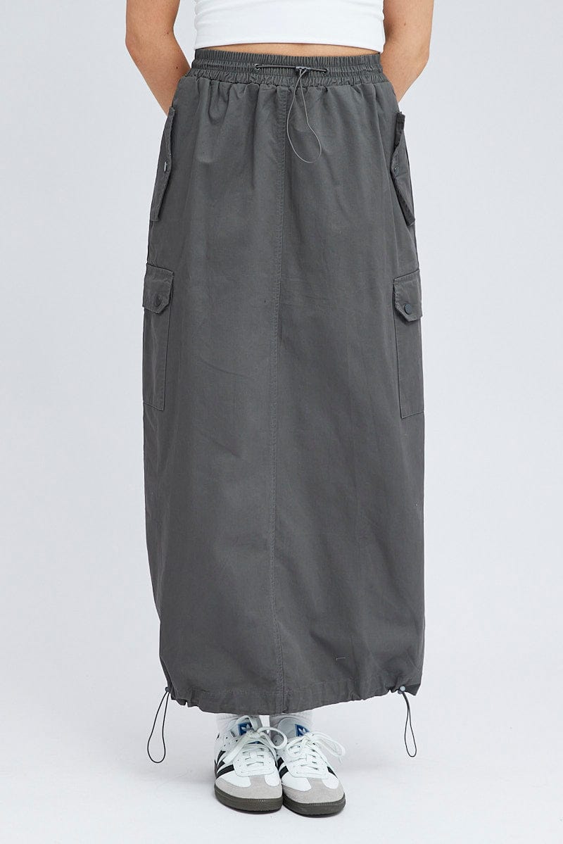 Grey Parachute Skirt Maxi for Ally Fashion