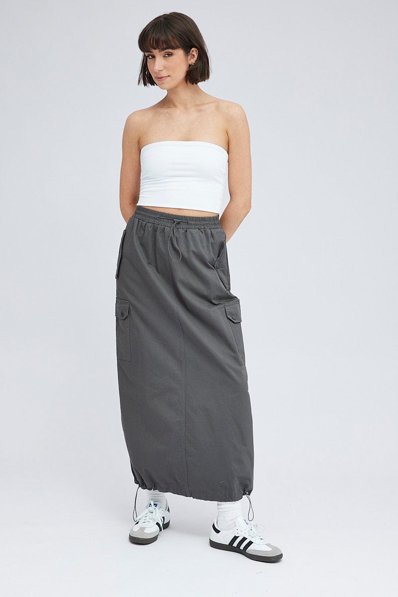 Grey Parachute Skirt Maxi for Ally Fashion