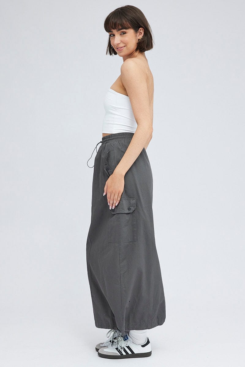 Grey Parachute Skirt Maxi for Ally Fashion