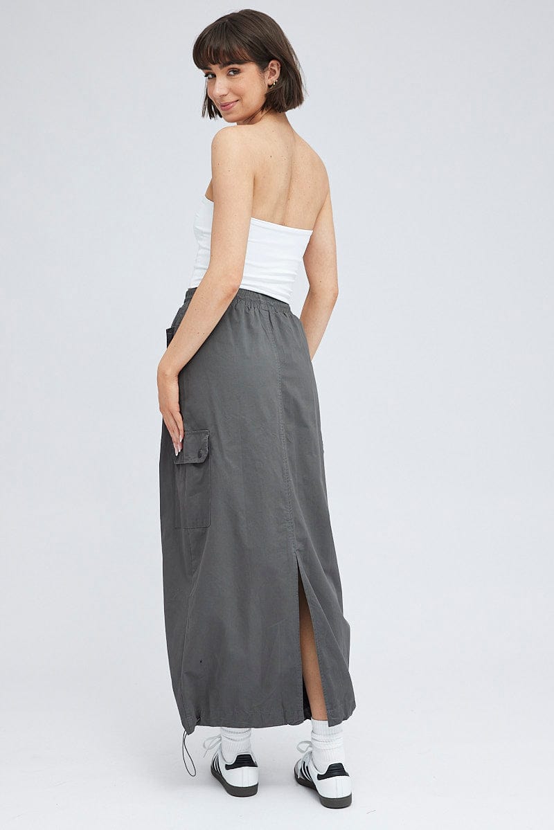 Grey Parachute Skirt Maxi for Ally Fashion