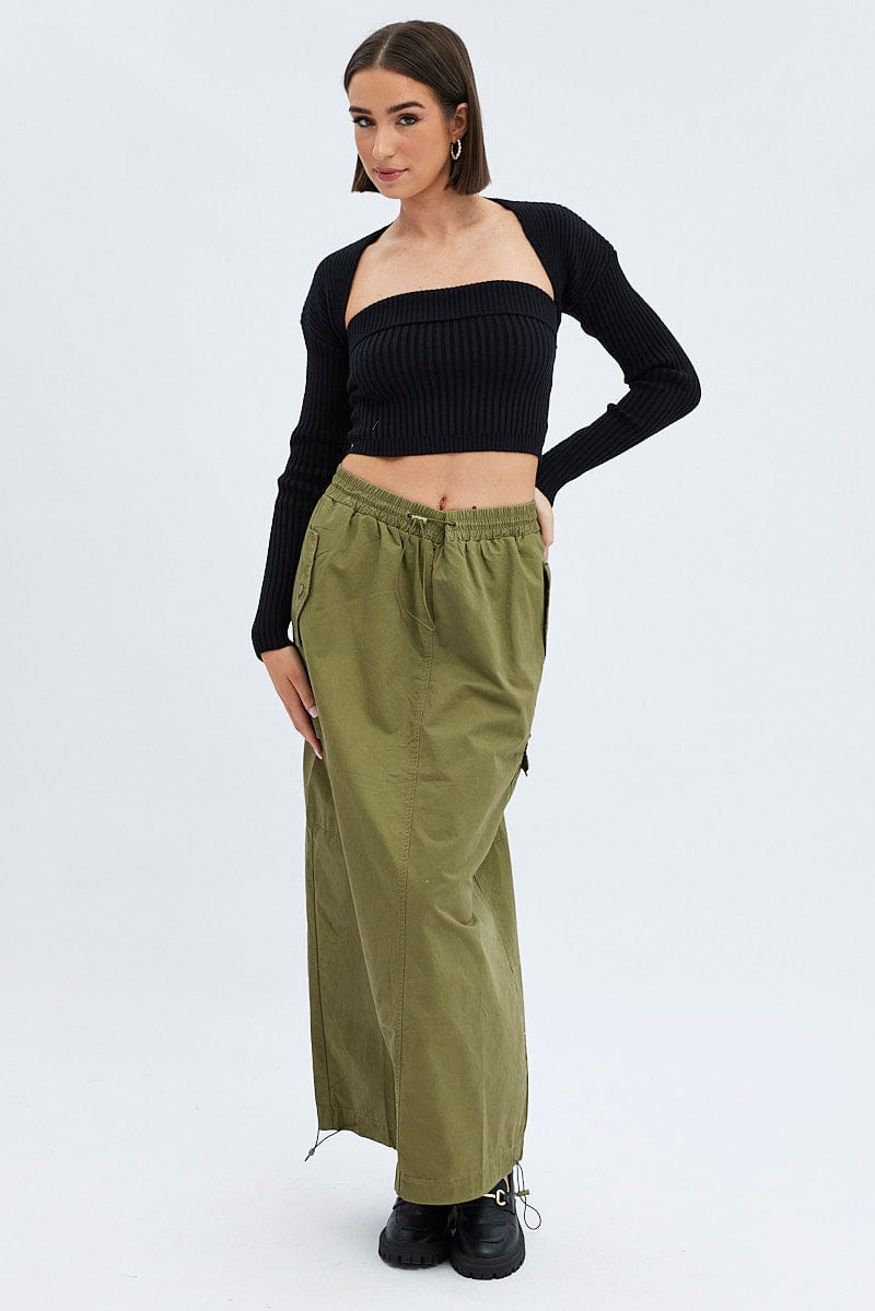 Green Parachute Skirt Maxi | Ally Fashion