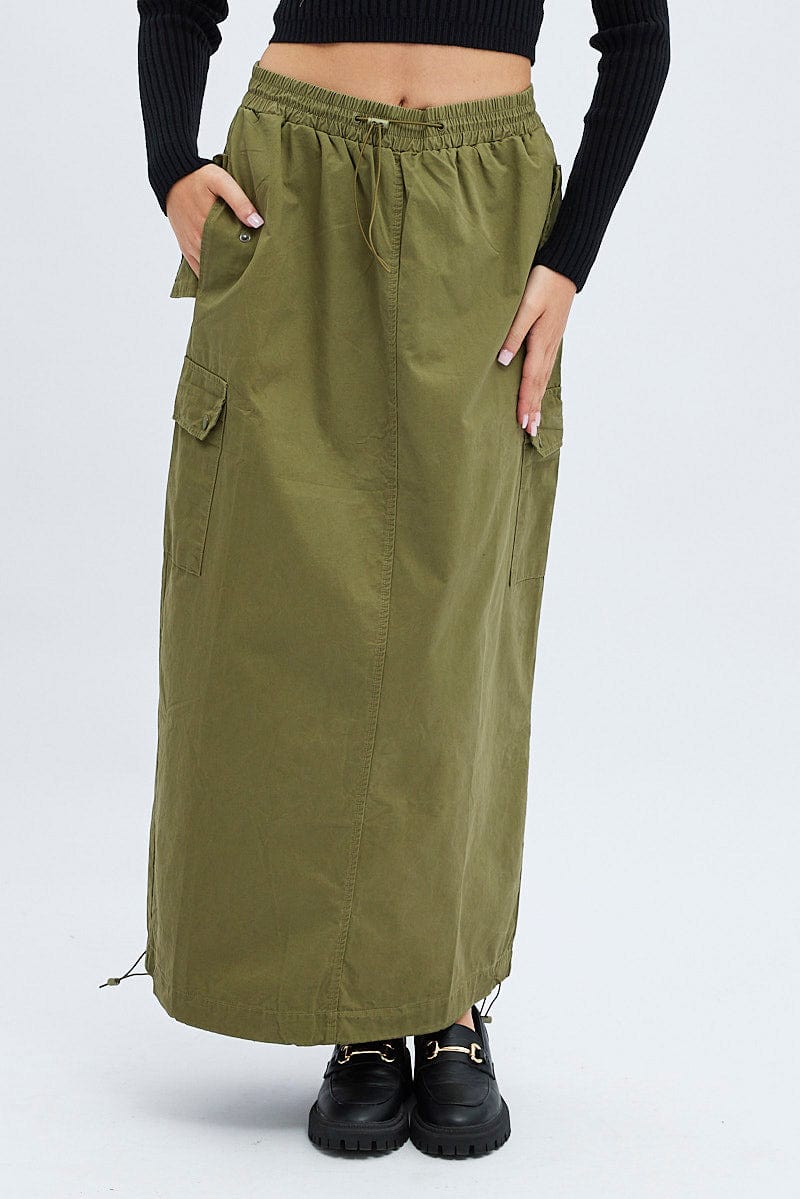 Green Parachute Skirt Maxi for Ally Fashion