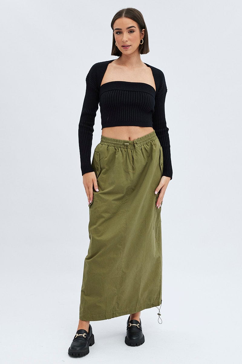 Green Parachute Skirt Maxi for Ally Fashion