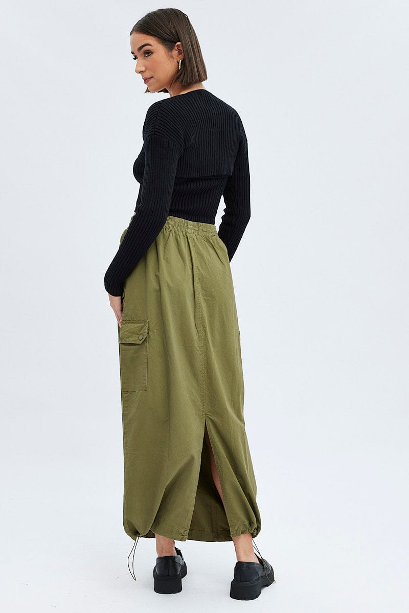 Green Parachute Skirt Maxi for Ally Fashion