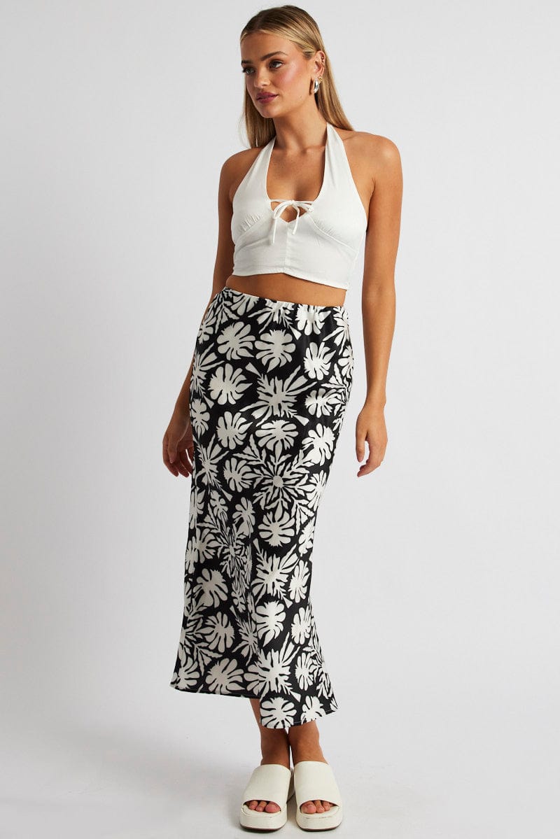Black Abstract Slip Skirt Maxi for Ally Fashion