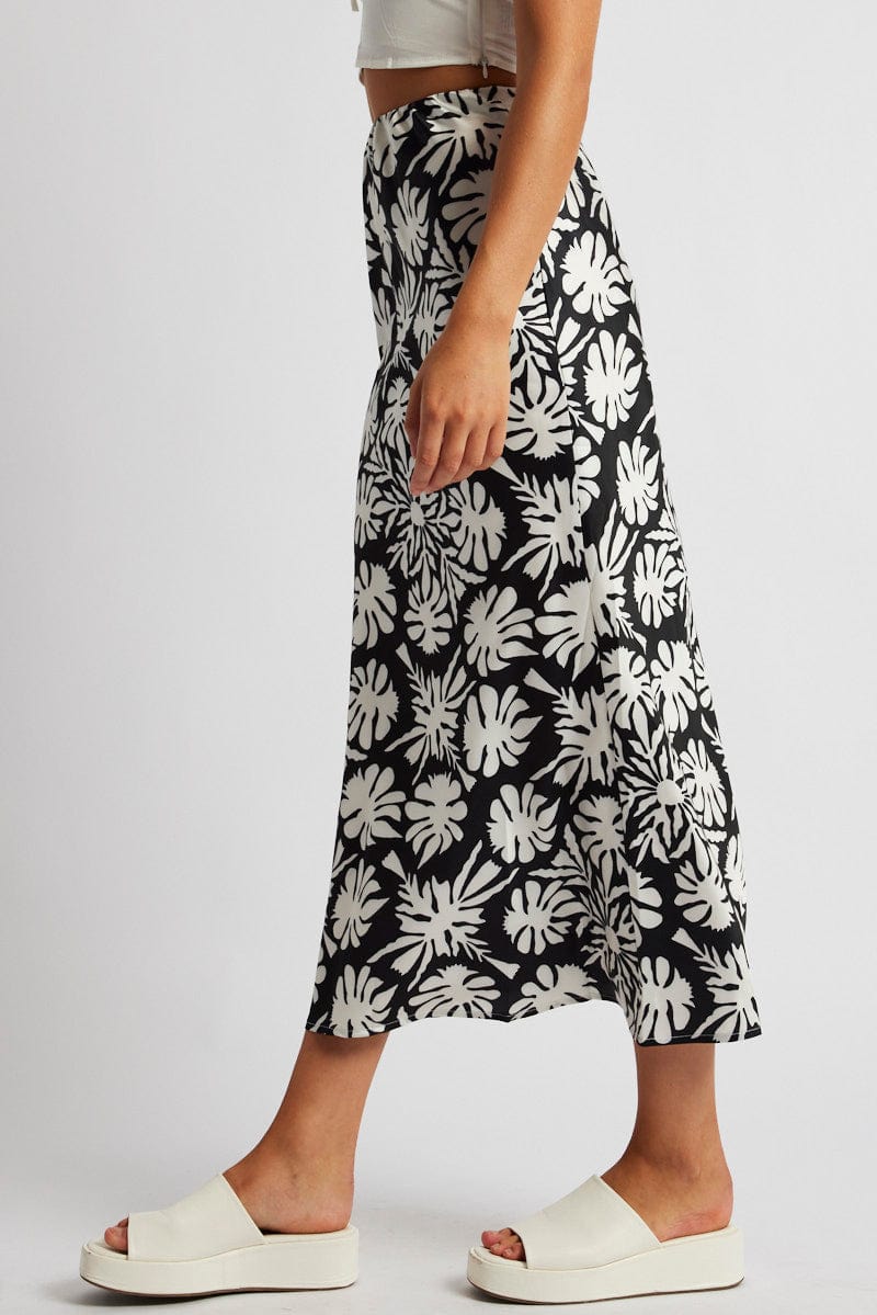 Black Abstract Slip Skirt Maxi for Ally Fashion