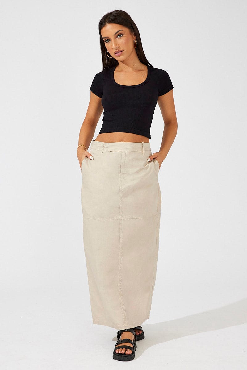 Beige Maxi Skirt High Rise | Ally Fashion