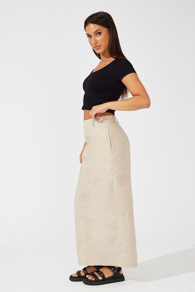 Beige Maxi Skirt High Rise for Ally Fashion