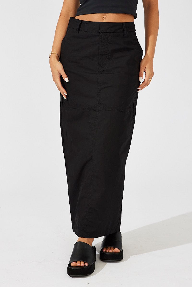 Black Maxi Skirt High Rise for Ally Fashion