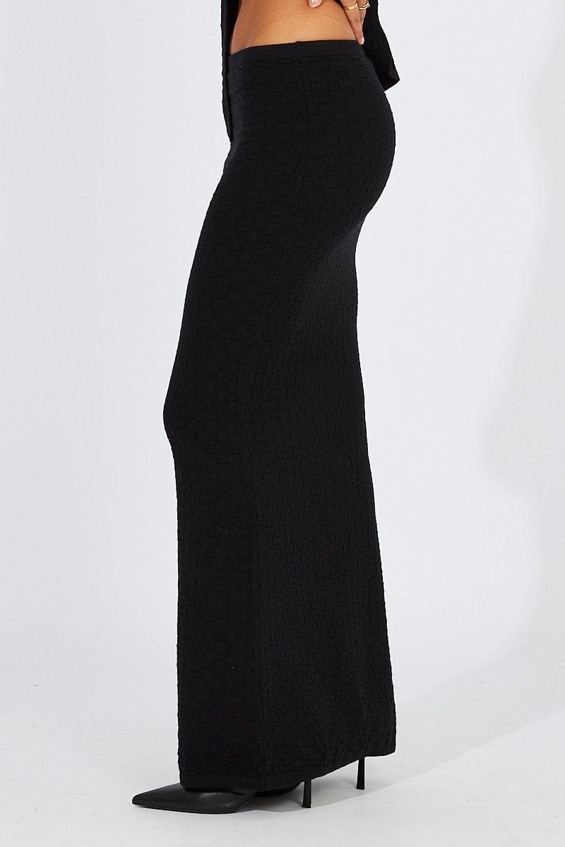 Black Knit Skirt High Rise for Ally Fashion