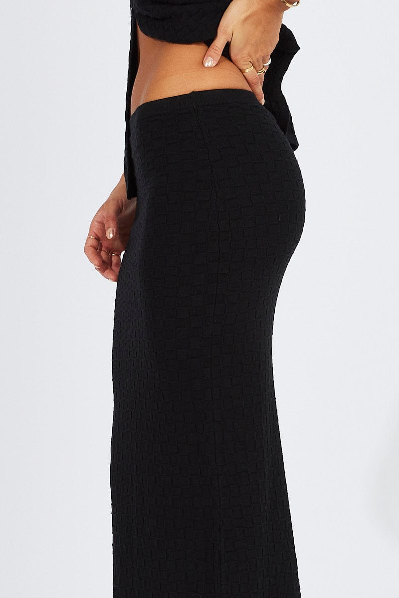 Black Knit Skirt High Rise for Ally Fashion