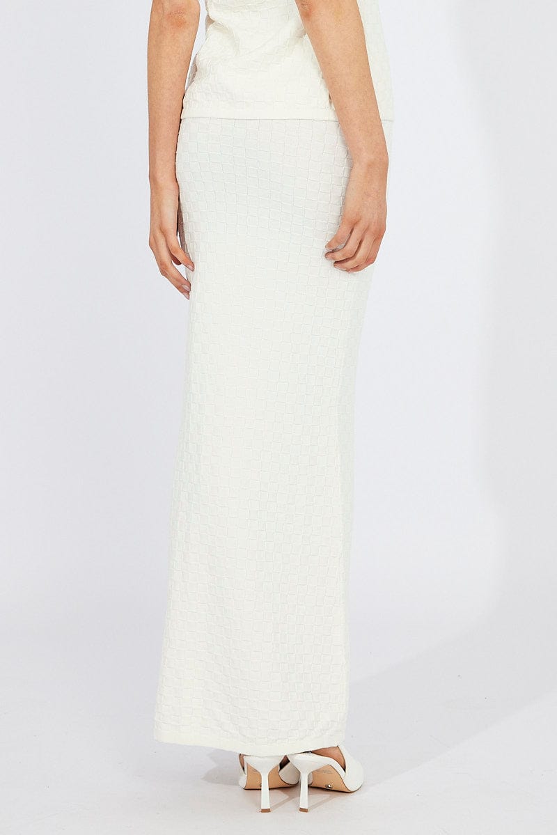 White Knit Skirt High Rise for Ally Fashion