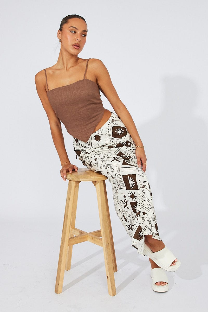 Beige Abstract Maxi Bias Skirt for Ally Fashion