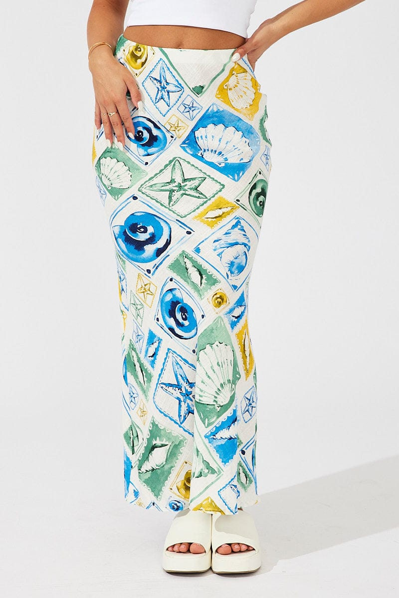 Multi Abstract Maxi Bias Skirt for Ally Fashion