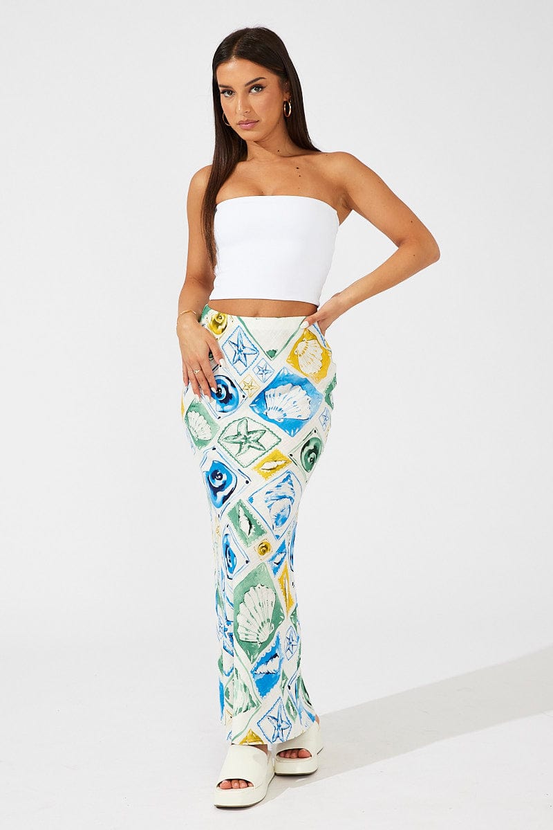 Multi Abstract Maxi Bias Skirt for Ally Fashion