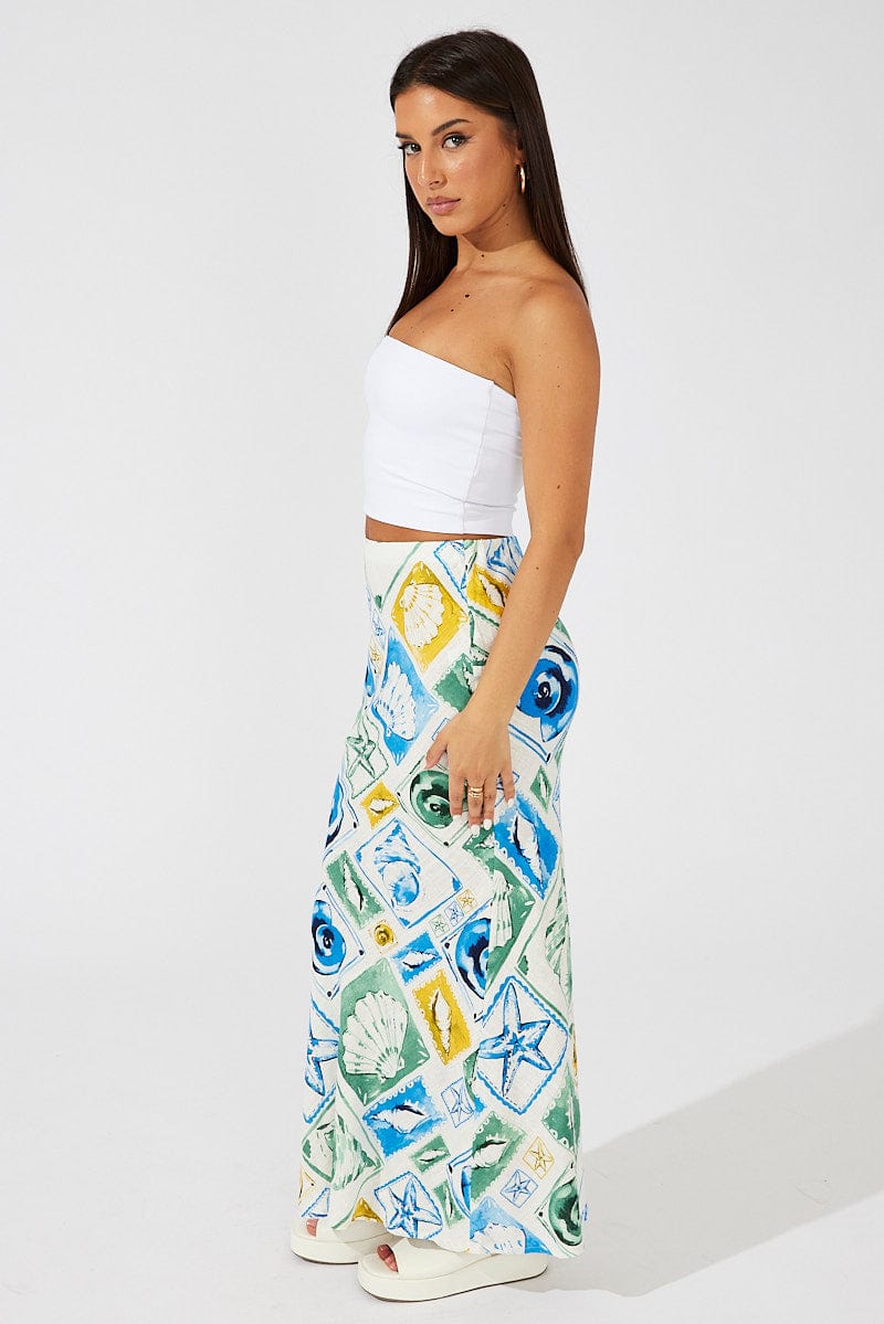 Multi Abstract Maxi Bias Skirt for Ally Fashion