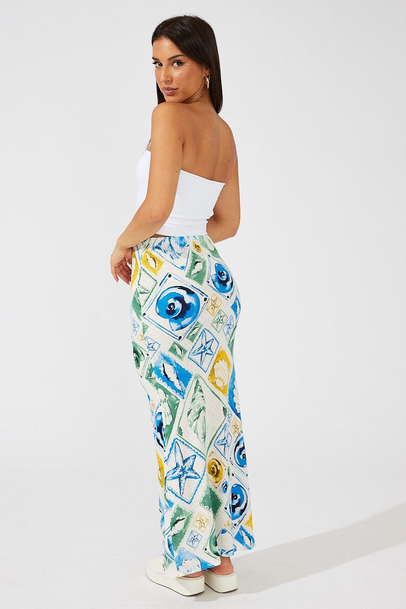 Multi Abstract Maxi Bias Skirt for Ally Fashion