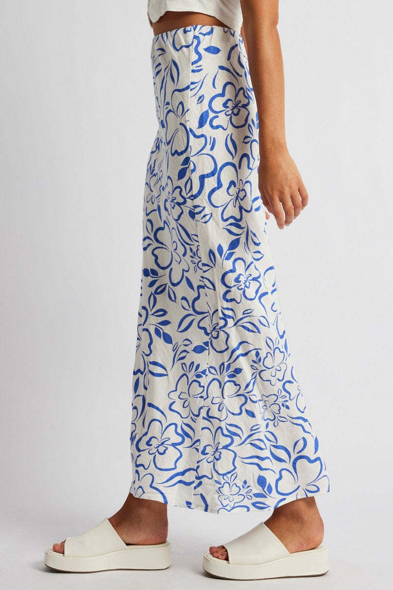 Blue Abstract Maxi Bias Skirt for Ally Fashion