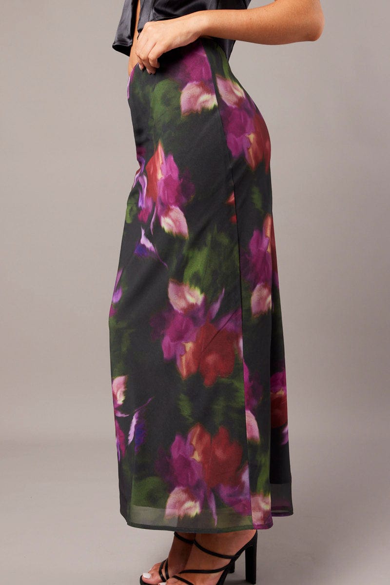 Multi Floral Slip Skirt Maxi for Ally Fashion