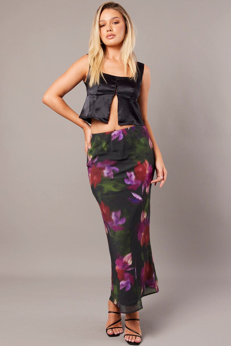 Multi Floral Slip Skirt Maxi for Ally Fashion