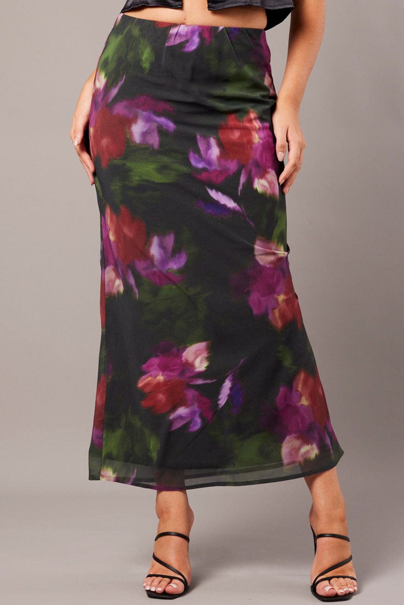 Multi Floral Slip Skirt Maxi for Ally Fashion