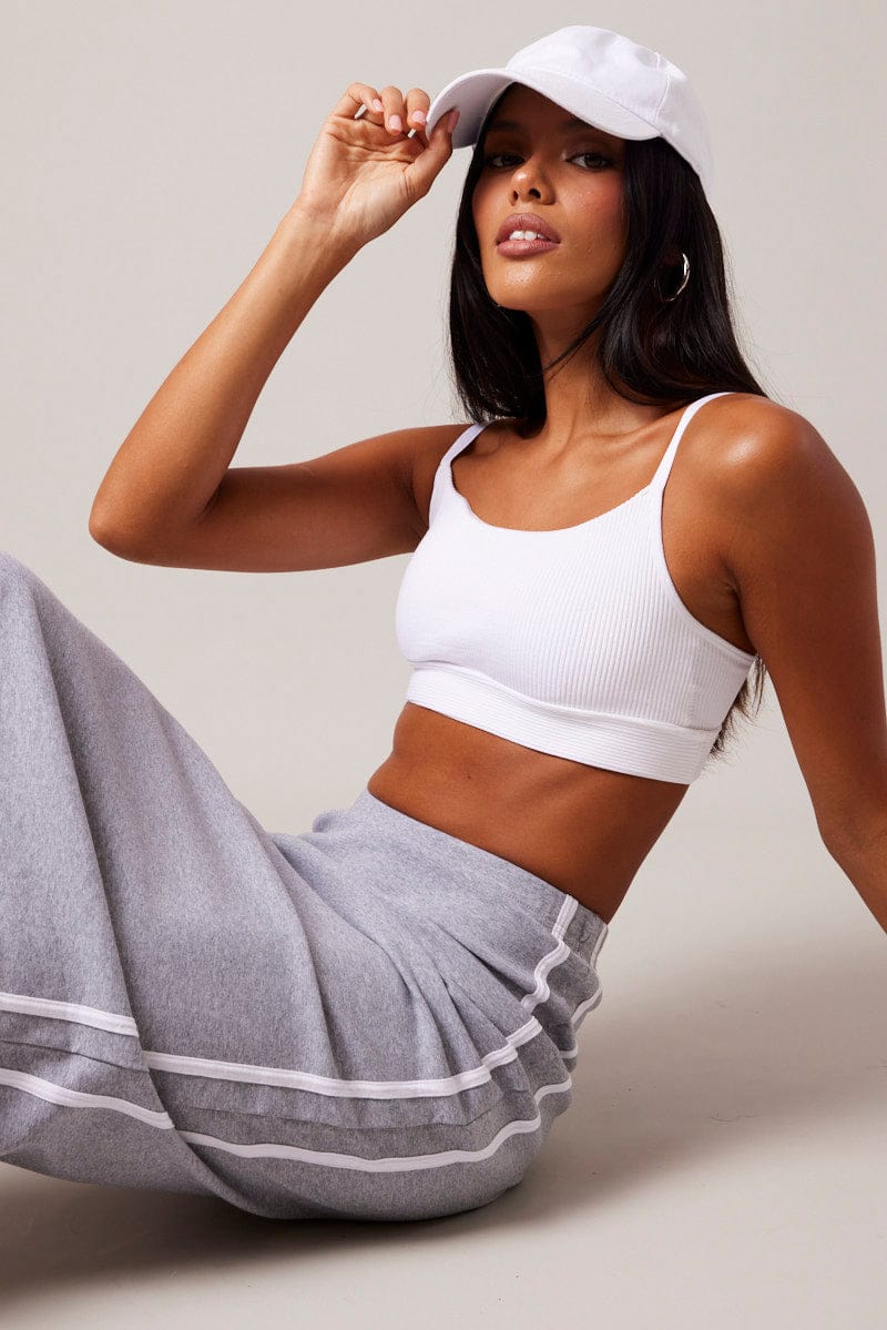 Grey Midi Skirt Side Stripe for Ally Fashion