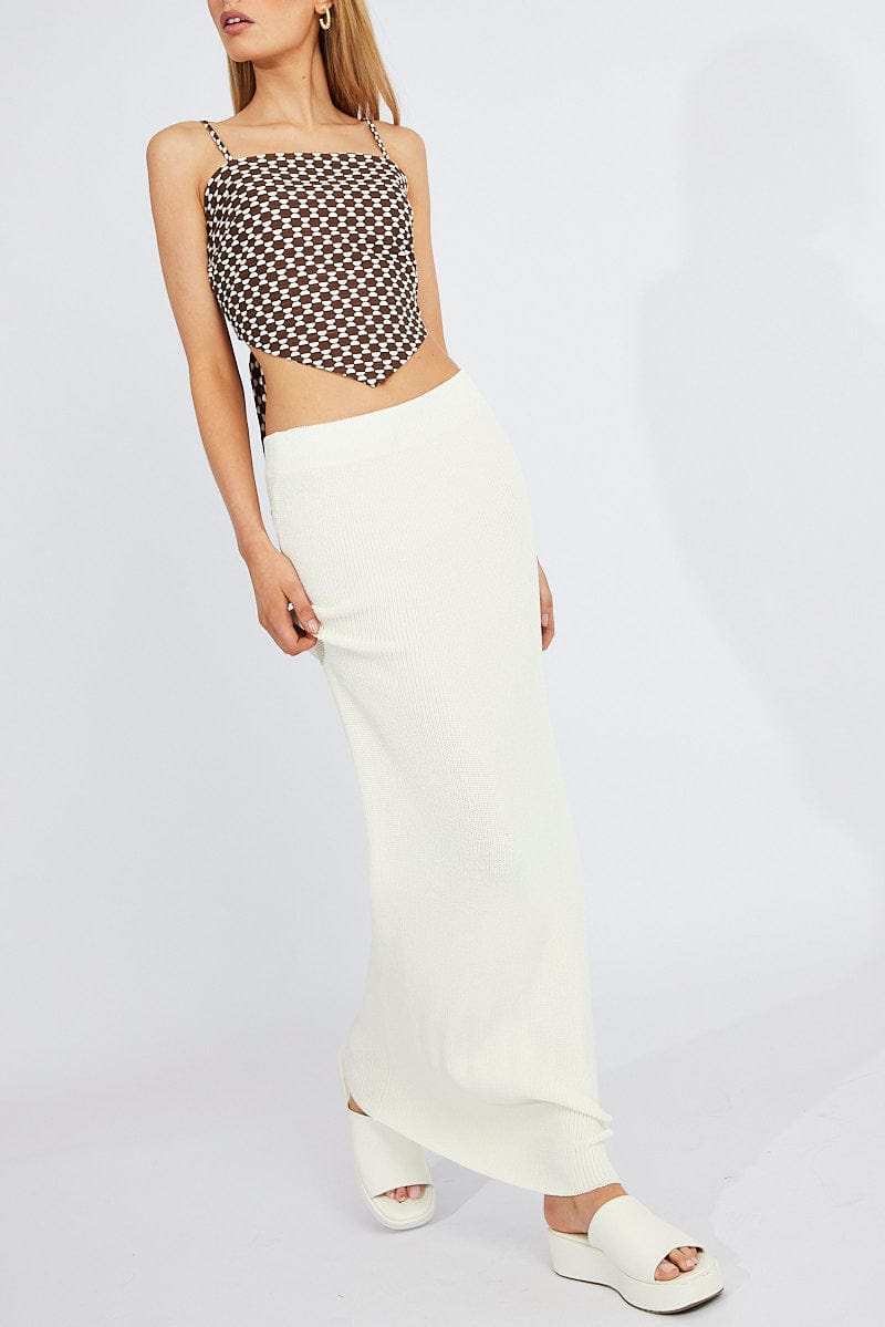 White Knit Skirt Maxi High Rise for Ally Fashion