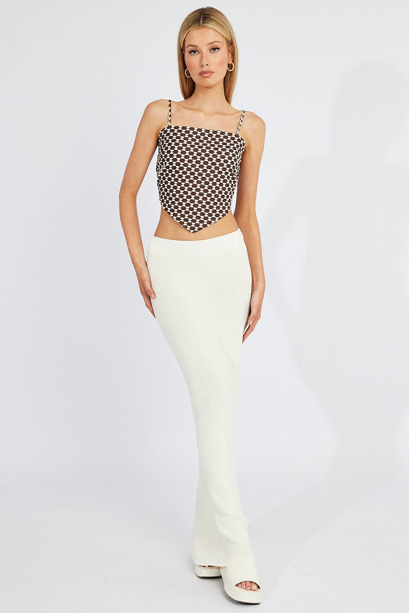 White Knit Skirt Maxi High Rise for Ally Fashion