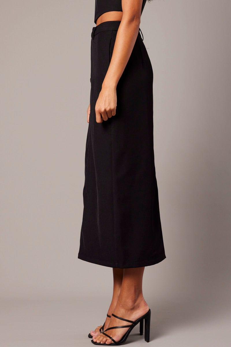 Black Tailored Maxi Skirt High Rise for Ally Fashion