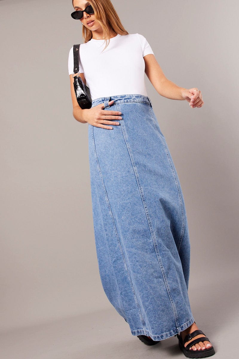 Denim Maxi Skirt High Rise for Ally Fashion