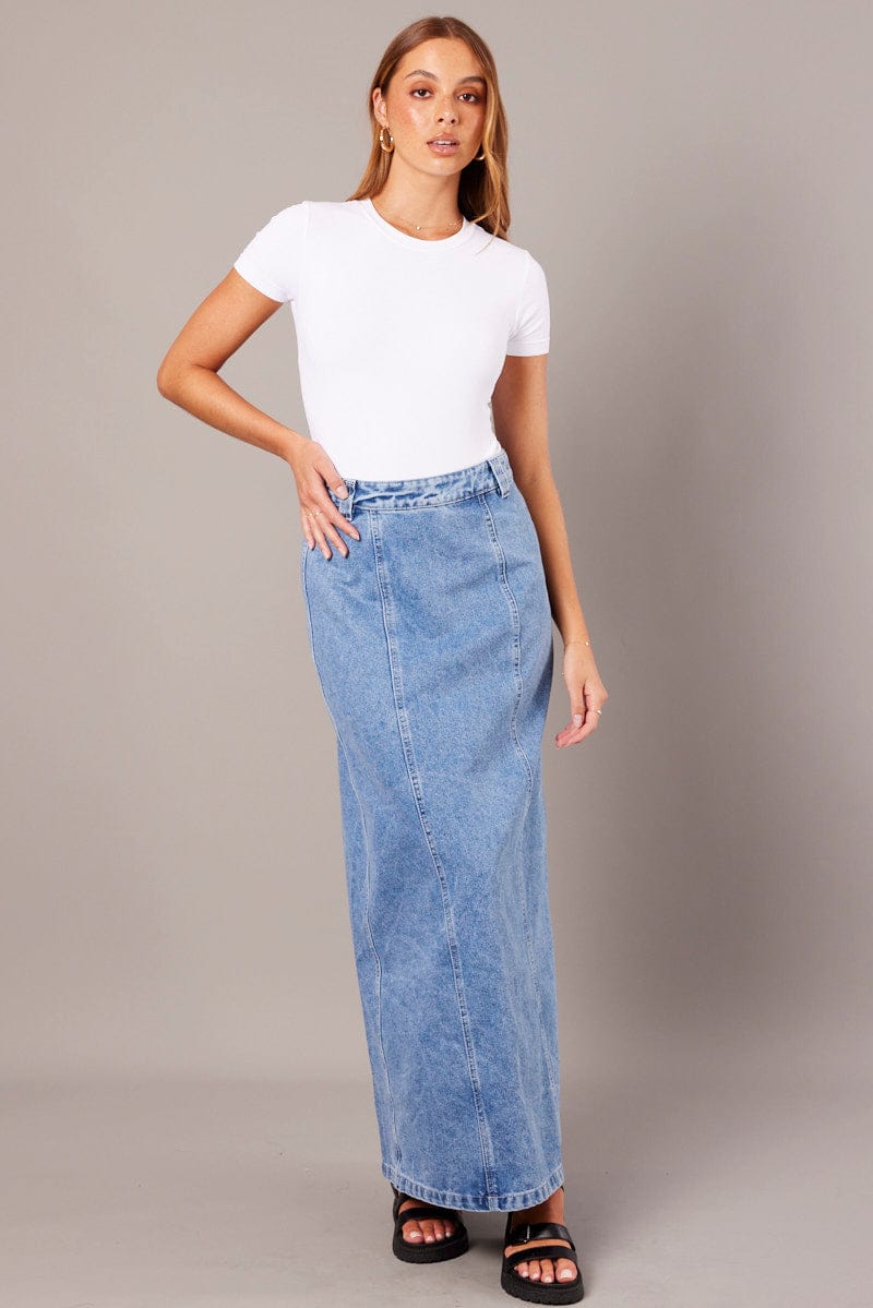 Denim Maxi Skirt High Rise for Ally Fashion