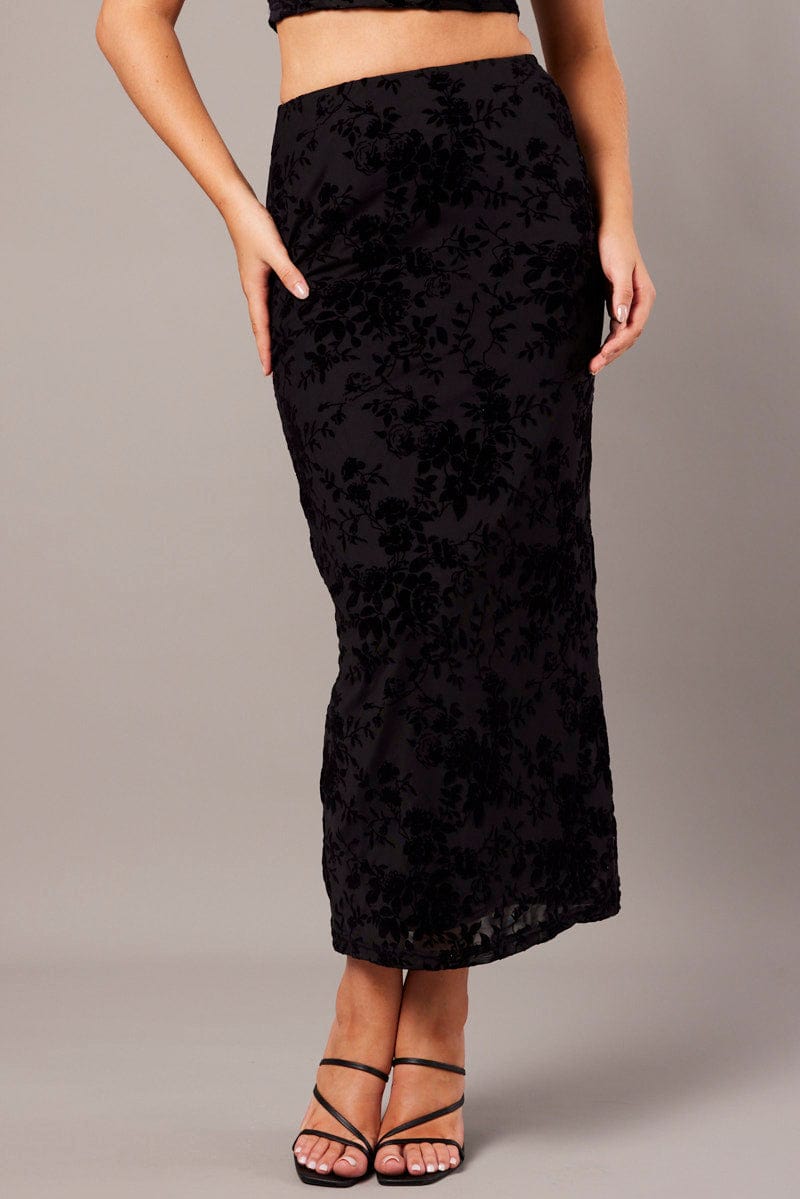 Black Maxi Skirt Burn Out for Ally Fashion